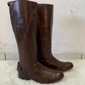 Frye 3476431 Women's Brown Melissa Button Back Zip Leather Boots Size 10